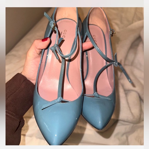Gucci Patent Leather T-Strap Pumps
